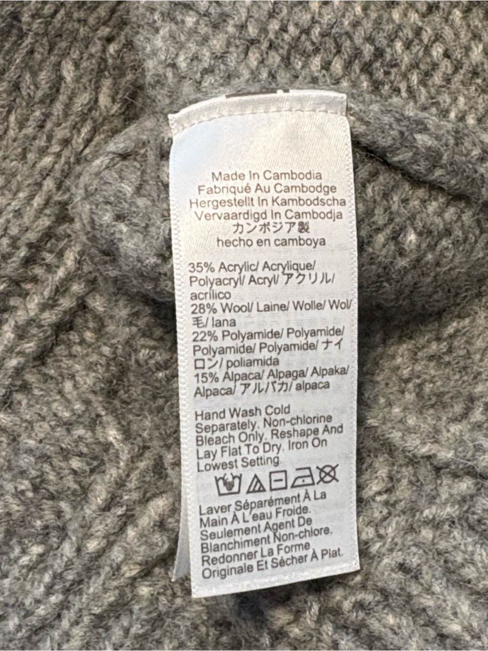J. Crew Cable Knit Turtleneck Cardigan Size M Grey Gold Buttons Wool Alpaca - Picture 6 of 7